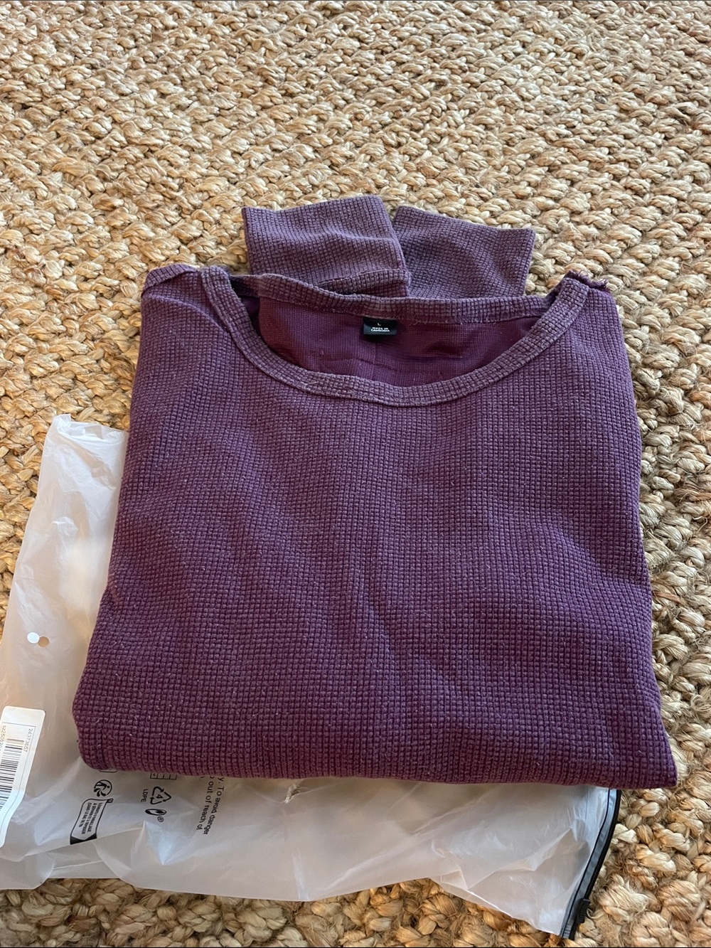 SHEIN Purple Waffle Knit Long Sleeve Top